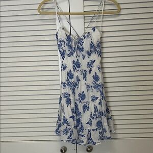 Windsor White Dress with Blue Floral Print